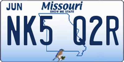 MO license plate NK5Q2R