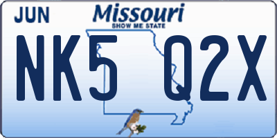 MO license plate NK5Q2X