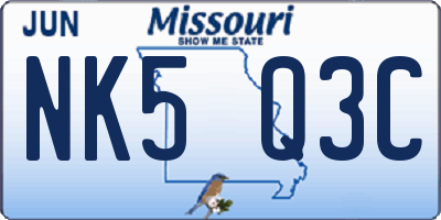 MO license plate NK5Q3C
