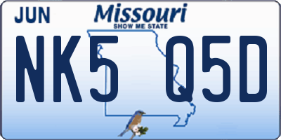 MO license plate NK5Q5D