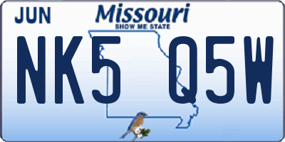 MO license plate NK5Q5W