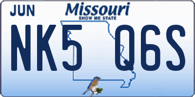 MO license plate NK5Q6S