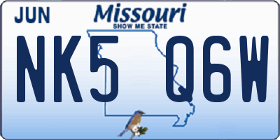 MO license plate NK5Q6W