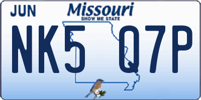 MO license plate NK5Q7P