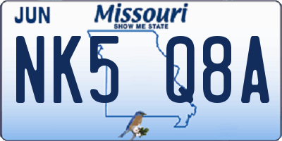 MO license plate NK5Q8A