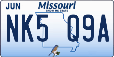 MO license plate NK5Q9A