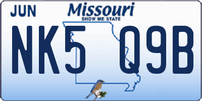 MO license plate NK5Q9B