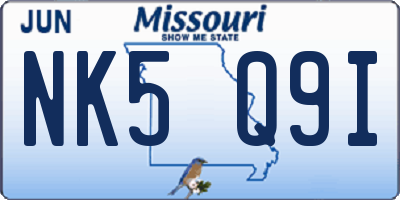 MO license plate NK5Q9I
