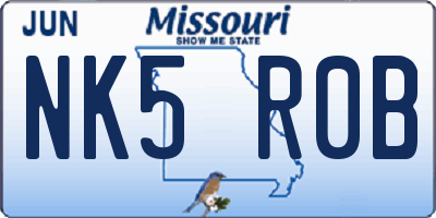 MO license plate NK5R0B