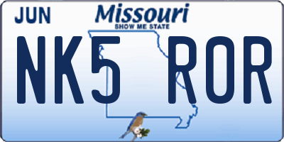 MO license plate NK5R0R