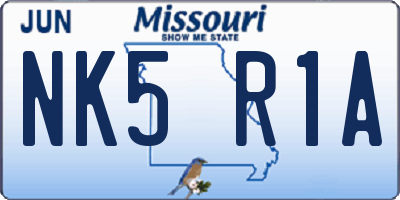 MO license plate NK5R1A