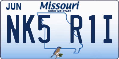 MO license plate NK5R1I