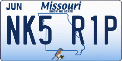 MO license plate NK5R1P