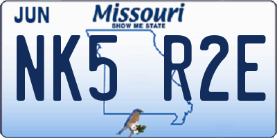 MO license plate NK5R2E