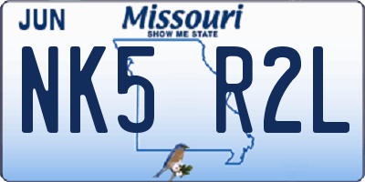MO license plate NK5R2L