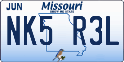 MO license plate NK5R3L