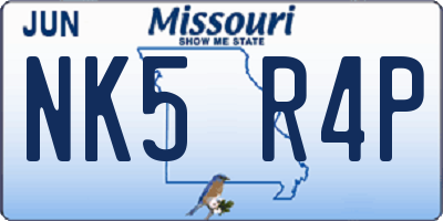 MO license plate NK5R4P