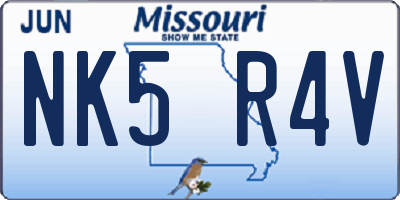 MO license plate NK5R4V