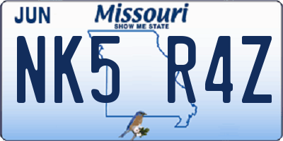 MO license plate NK5R4Z