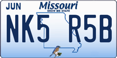 MO license plate NK5R5B
