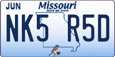 MO license plate NK5R5D