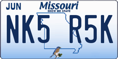 MO license plate NK5R5K