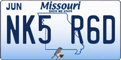 MO license plate NK5R6D