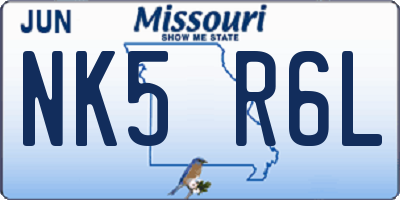MO license plate NK5R6L