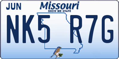 MO license plate NK5R7G