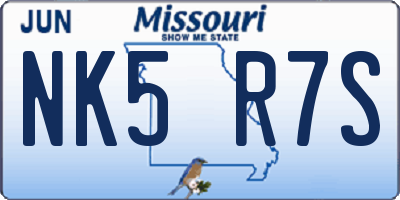 MO license plate NK5R7S