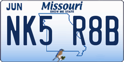 MO license plate NK5R8B