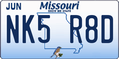 MO license plate NK5R8D