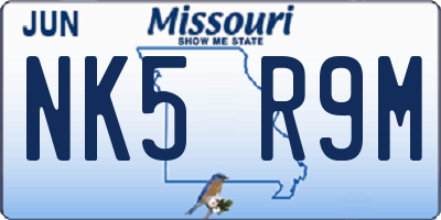 MO license plate NK5R9M