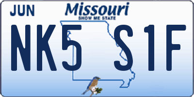 MO license plate NK5S1F