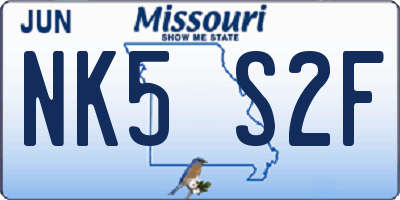 MO license plate NK5S2F