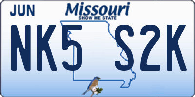 MO license plate NK5S2K