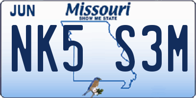 MO license plate NK5S3M