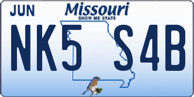 MO license plate NK5S4B