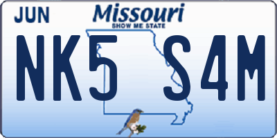 MO license plate NK5S4M