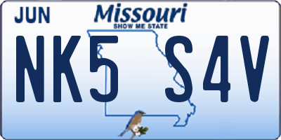 MO license plate NK5S4V
