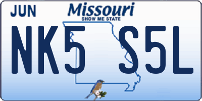 MO license plate NK5S5L