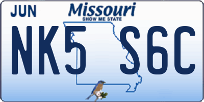 MO license plate NK5S6C