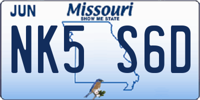 MO license plate NK5S6D