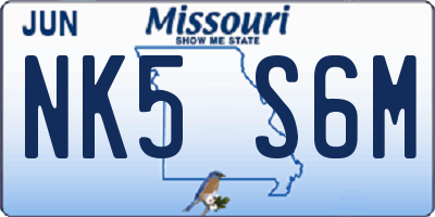 MO license plate NK5S6M