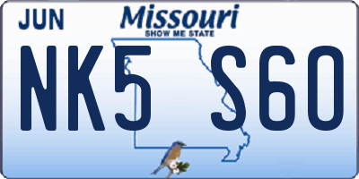 MO license plate NK5S6O
