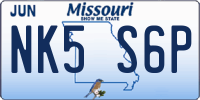 MO license plate NK5S6P