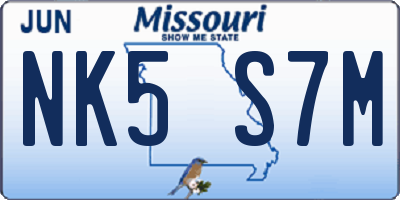 MO license plate NK5S7M