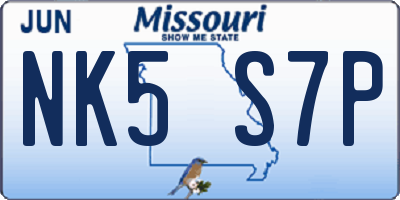 MO license plate NK5S7P
