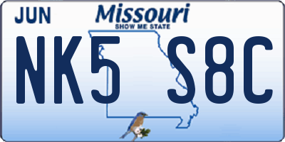MO license plate NK5S8C