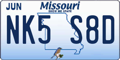 MO license plate NK5S8D